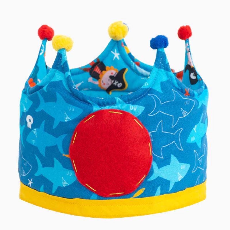 Corona de cumpleaños tela corona muselina azul dorado brillo corona  cumpleaños infantil corona bebé unisex -  México