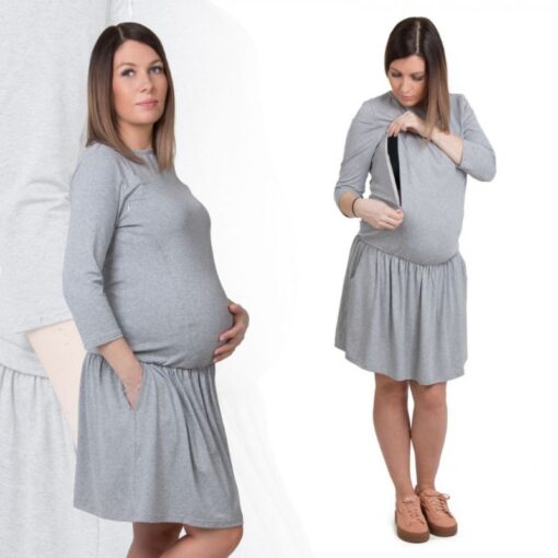 Vestido embarazo y lactancia Amelia gris Fun2bemum
