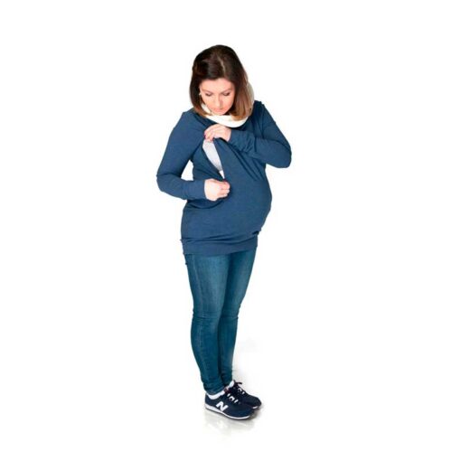 Camiseta de embarazo/lactancia Lily - Jeans/Crudo -