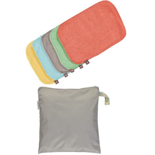 Pack de 10 toallitas de tela lavables Bambú con bolsa para guardar - varios colores -